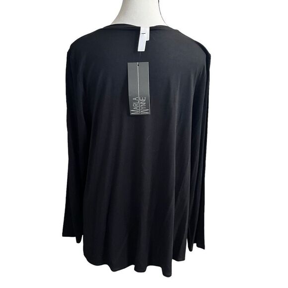 New With Tags MARLA WYNNE Long Sleeves V-Neck Blouse with White Trim Size Med - Picture 4 of 9